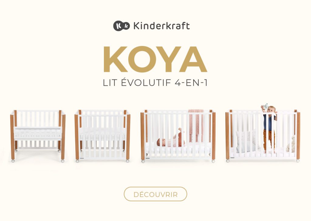 Le lit bébé évolutif Koya de Kinderkraft propose 4 fonctionnalités en un produit.